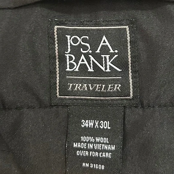 Jos A Bank Trousers Men 35x29 Navy Blue Pleated Cuffed Classic 100% Wool Slacks - Picture 10 of 11